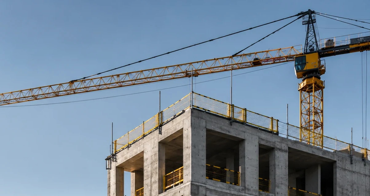 Kran über einer regionalen Baustelle