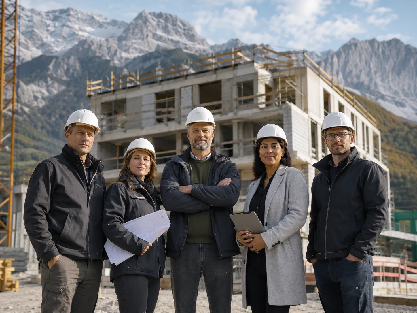 Team von Alpenkern Bau AG auf einer Baustelle